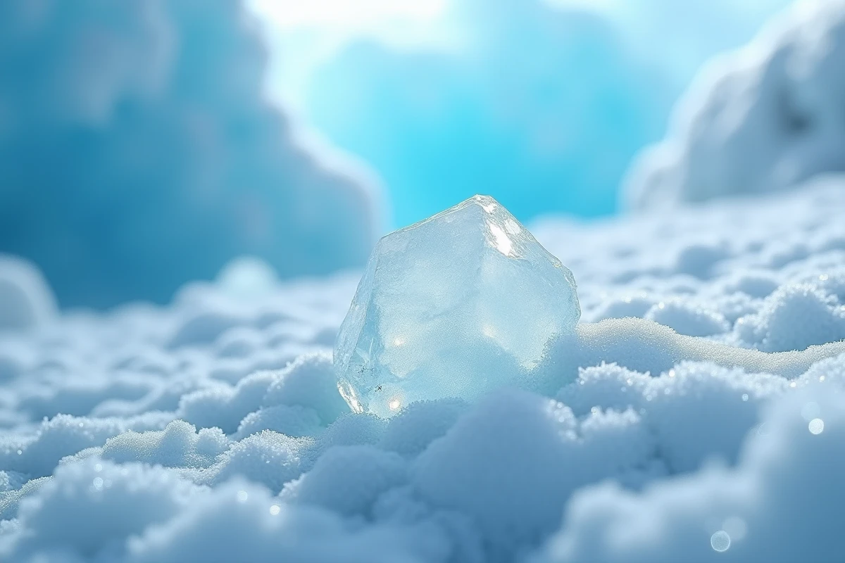 Gros plan sur des cristaux de neige et de glace antarctique avec structure hexagonale détaillée en milieu polaire